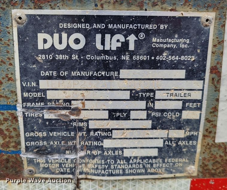 image for item DO3569 1996 Duo Lift 363012E  sprayer trailer