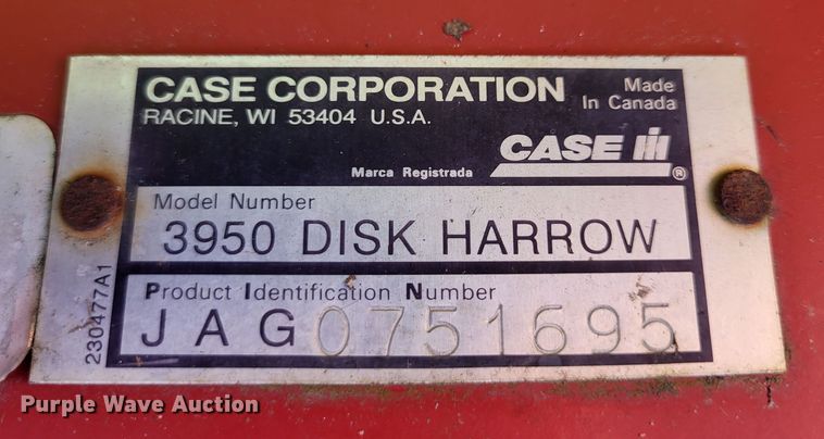 image for item DO3614 Case IH 3950  tandem disk