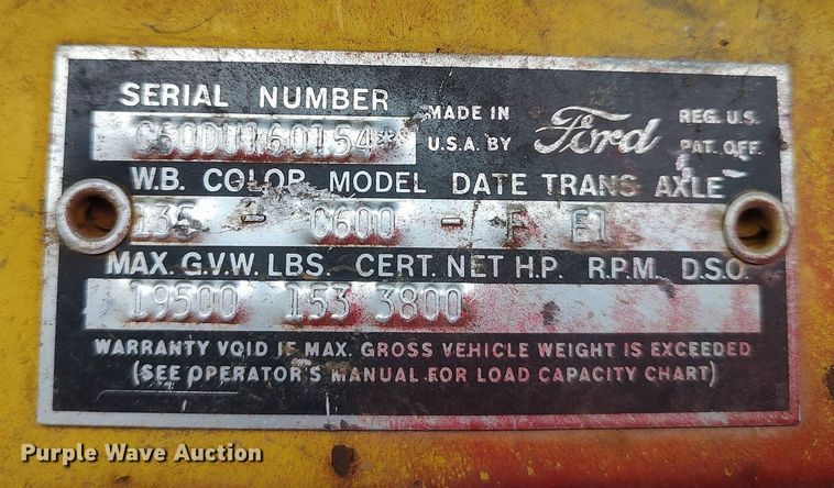 image for item DO3919 1961 Ford C600  grain truck