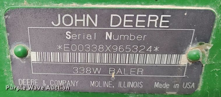 image for item DQ0342 John Deere 338W  small square baler