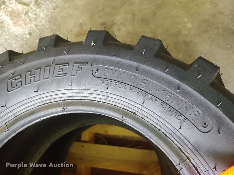 image for item DQ0348 (4) Carlisle Chief 27x10.50-15 skid steer tires