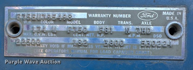 image for item DR5027 1966 Ford F750  grain truck