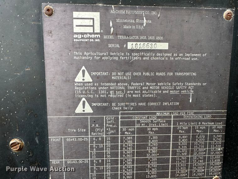 image for item JC9968 Ag-Chem TerraGator 1803  applicator