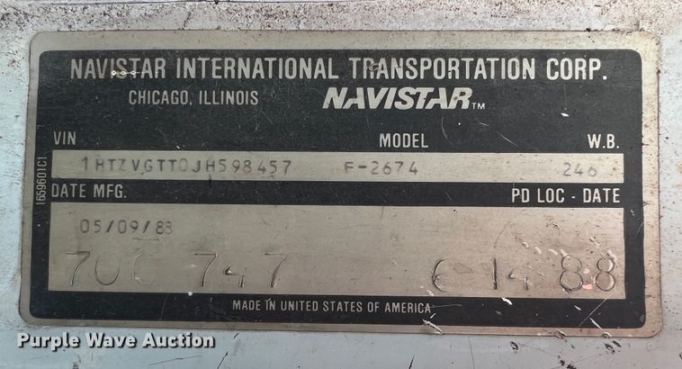 image for item KR9480 1988 International F2674  feed delivery truck