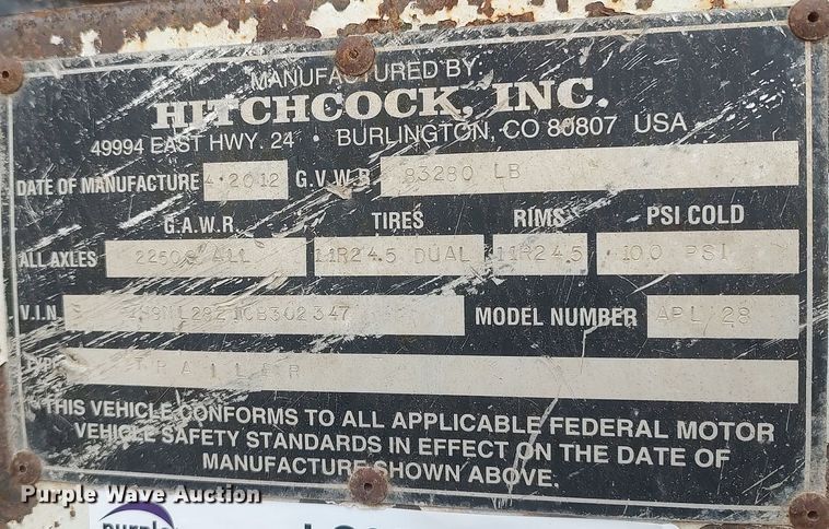 image for item LG9627 2012 Hitchcock  silage trailer