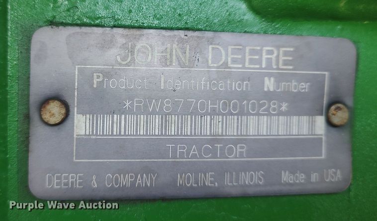 image for item LG9669 1993 John Deere 8770  4WD tractor