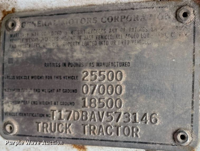 image for item MY9137 1980 GMC 6000  semi truck