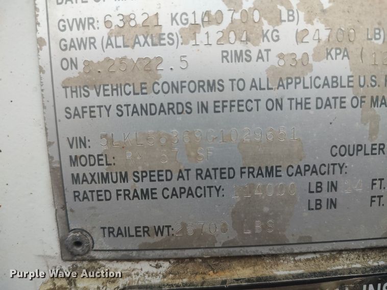 image for item DQ0402 2016 Load King  equipment trailer