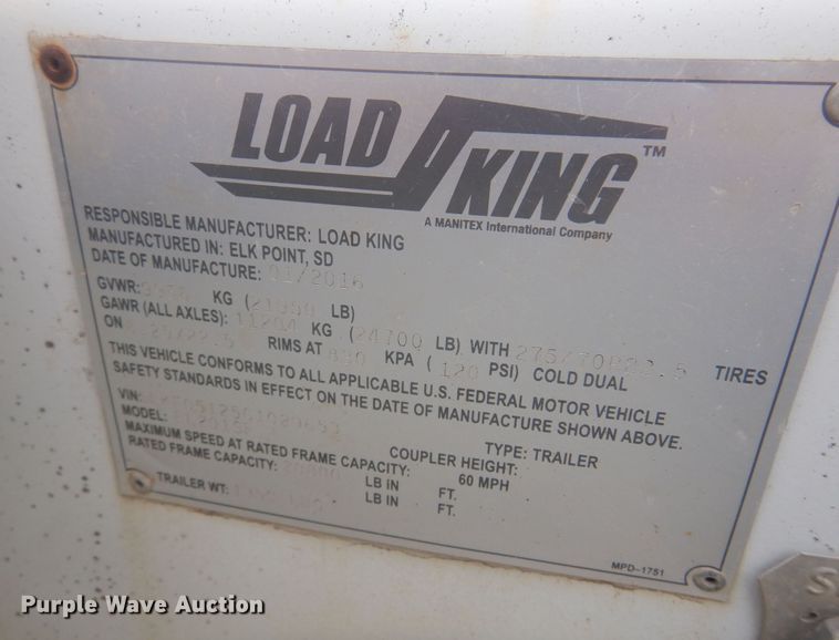 image for item DQ0404 2016 Load King  stinger axle