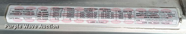 image for item DR6086 2008 Peterbilt 386  semi truck