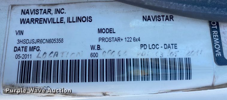 image for item KB9533 2012 International ProStar Plus 122  semi truck