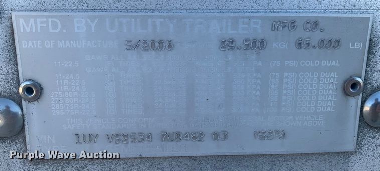 image for item LI9117 2007 Utility Trailer VS2RA  refrigerated van trailer