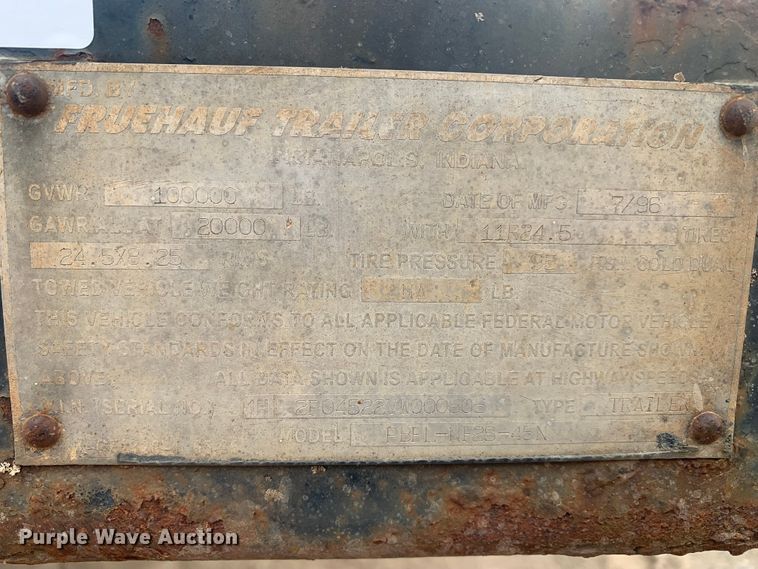 image for item LI9155 1997 Fruehauf PBFL-NF2S-45N  flatbed trailer