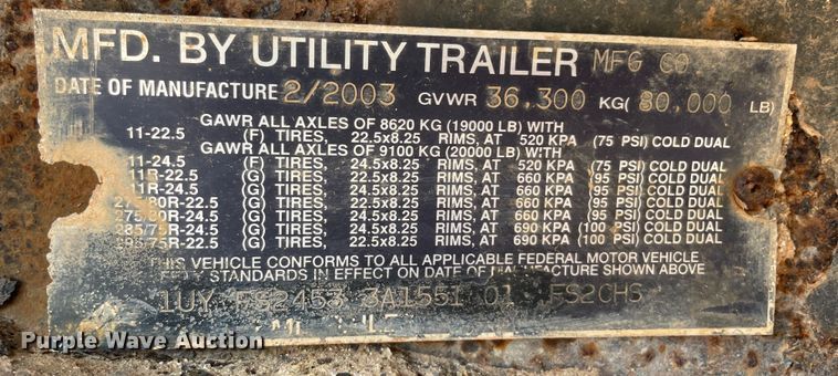 image for item MM9358 2003 Utility Trailer  flatbed trailer