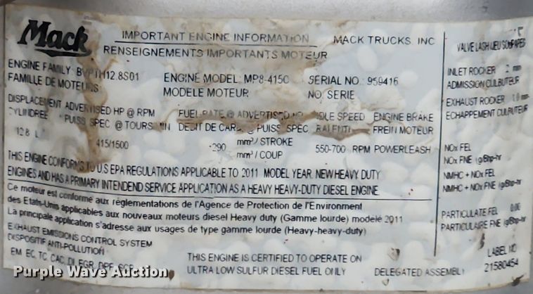 image for item MW9554 2009 Mack GU713  semi truck