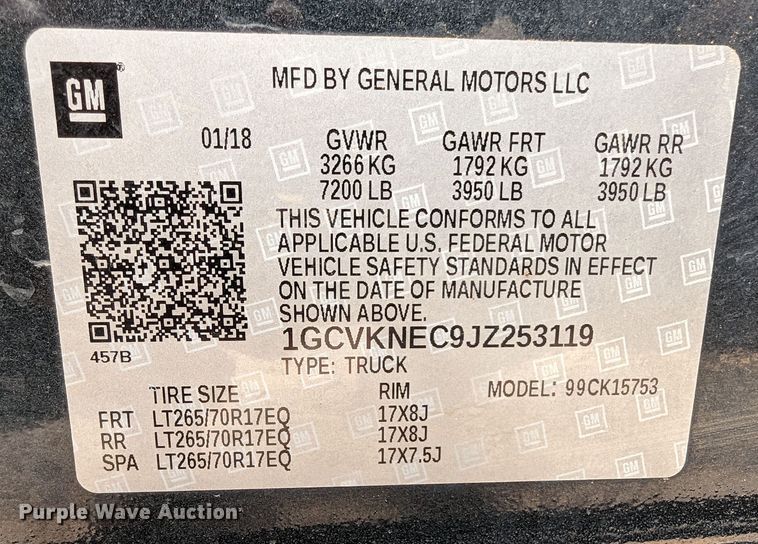 image for item DR6862 2018 Chevrolet Silverado 1500  Double Cab pickup truck