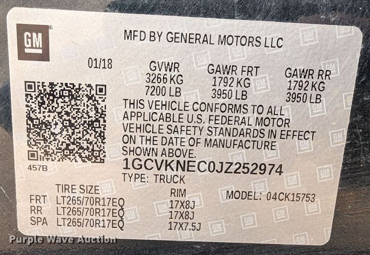 image for item DR6863 2018  Chevrolet Silverado 1500  Double Cab pickup truck