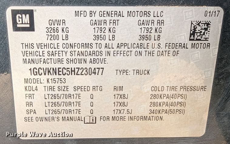 image for item DR6870 2017 Chevrolet Silverado 1500 Double Cab pickup truck