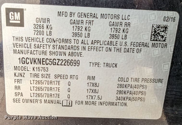 image for item DR6872 2016  Chevrolet Silverado 1500  Double Cab pickup truck