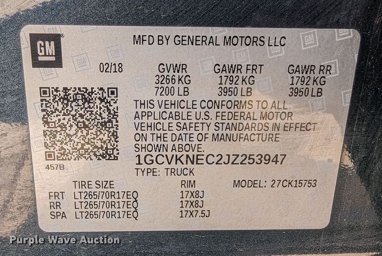 image for item DR6874 2018 Chevrolet Silverado 1500  Double Cab pickup truck