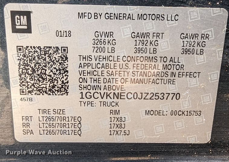 image for item DR6875 2018  Chevrolet Silverado 1500  Double Cab pickup truck