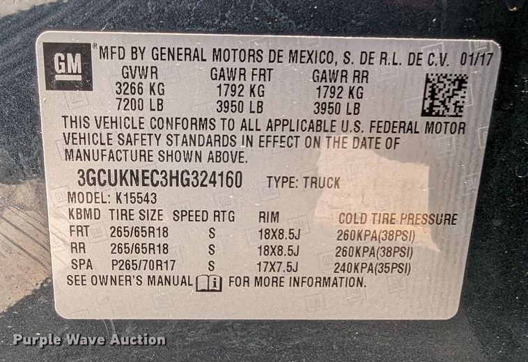 image for item DR6876 2017  Chevrolet Silverado 1500  Crew Cab pickup truck