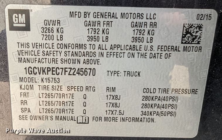 image for item DR6877 2015  Chevrolet Silverado 1500  Double Cab pickup truck