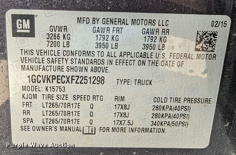 image for item DR6879 2015  Chevrolet Silverado 1500  Double Cab pickup truck