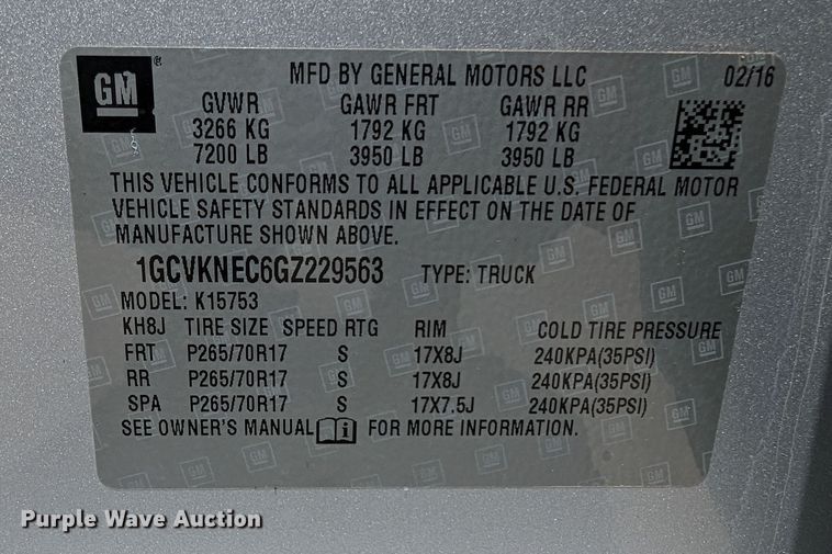 image for item DR6881 2016  Chevrolet Silverado 1500  Double Cab pickup truck
