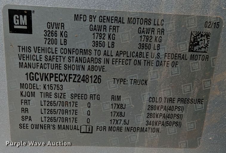 image for item DR6884 2015 Chevrolet Silverado 1500  Double Cab pickup truck