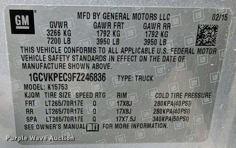 image for item DR6886 2015 Chevrolet Silverado 1500  Double Cab pickup truck