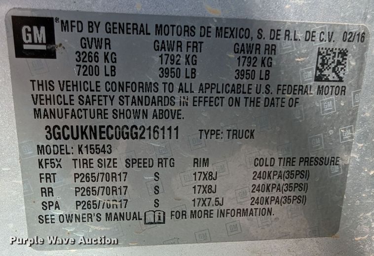 image for item DR6888 2016 Chevrolet Silverado 1500  Crew Cab pickup truck