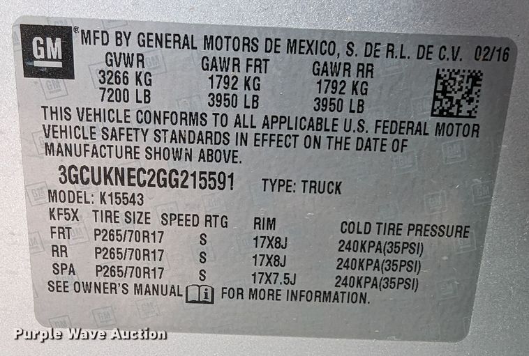 image for item DR6890 2016 Chevrolet Silverado 1500  Crew Cab pickup truck