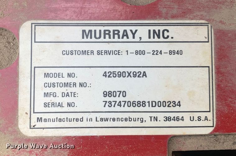 image for item LI9141 1998 Murray 42590X92A  lawn mower