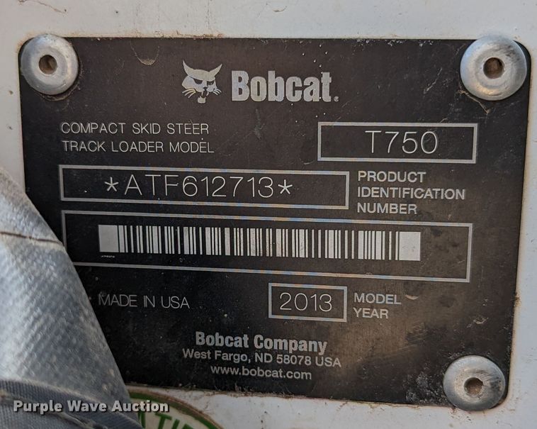 image for item MN9798 2013 Bobcat T750  tracked skid steer loader