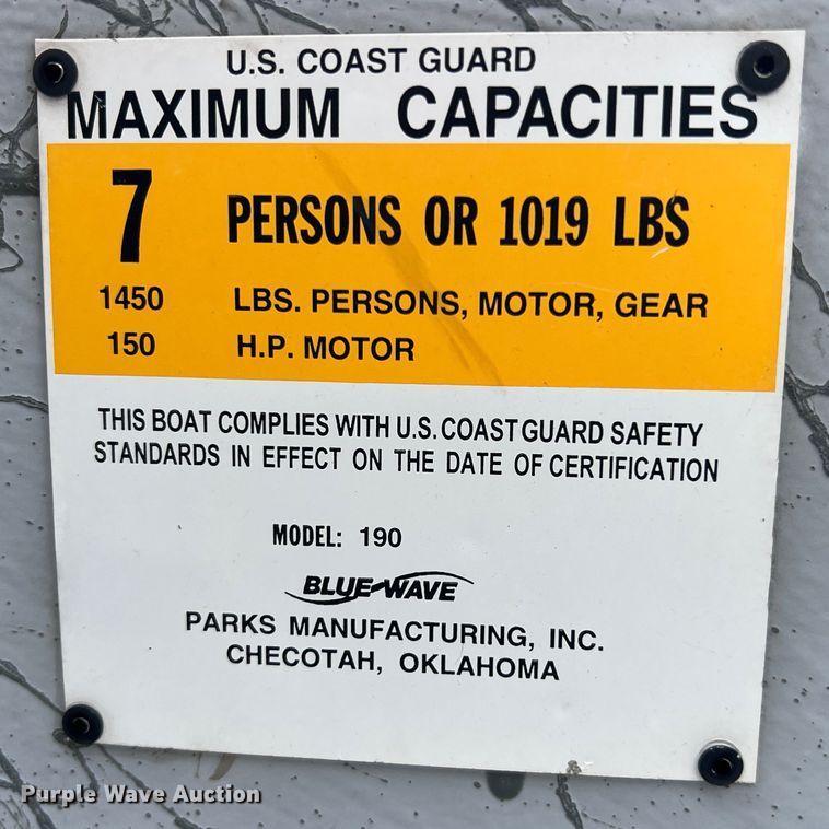 image for item MY9569 2005 Blue Wave 190  boat