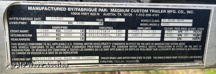 image for item MY9569 2005 Blue Wave 190  boat