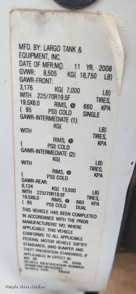 image for item DL0999 2008 Sterling Bullet  utility / service truck