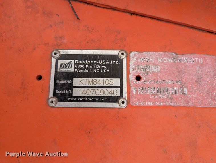 image for item DL1000 Kioti KTM8410S  finish mower