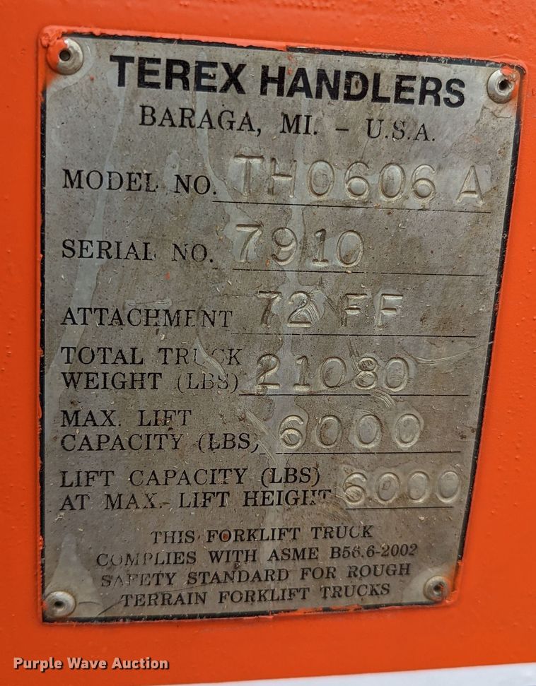 image for item DL1001 Terex TH0606A  telehandler