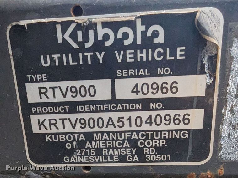 image for item DL1003 2005 Kubota RTV900  utility vehicle