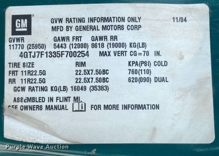 image for item DL7133 2005 Isuzu FTR  dump flatbed truck