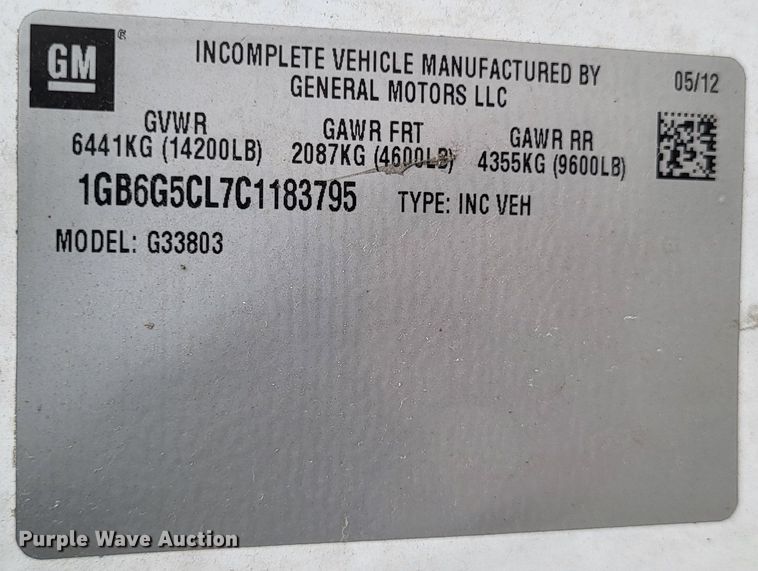 image for item DO3592 2012 Chevrolet Express G4500  van cab and chassis