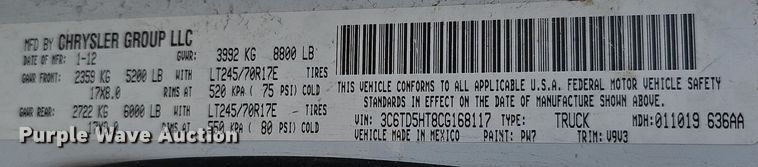 image for item DO4254 2012 Dodge Ram 2500HD  Crew Cab utility bed pickup truck