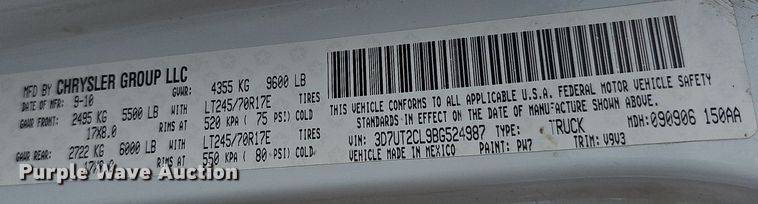 image for item DO4256 2011 Dodge Ram 2500HD  Crew Cab pickup truck