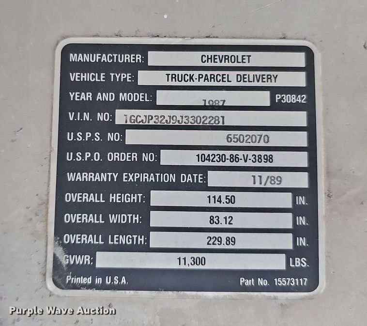 image for item DO4277 1988 Chevrolet P30  food truck