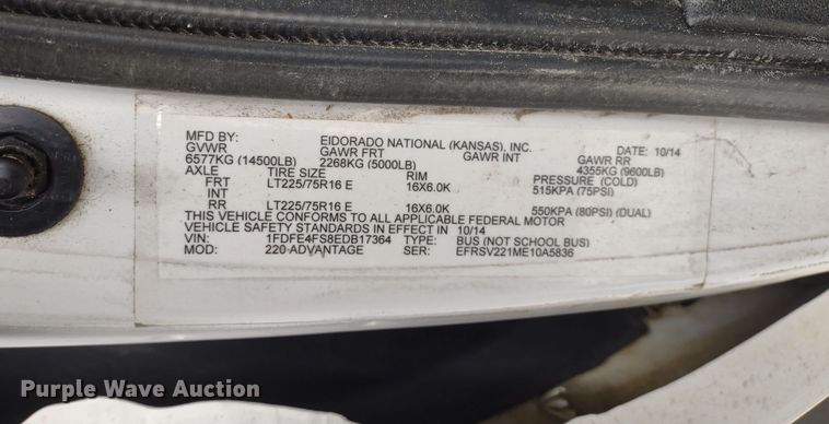 image for item DQ1587 2015 Ford E450 Super Duty El Dorado  shuttle bus