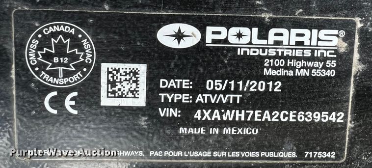 image for item DQ2027 2012 Polaris Ranger Crew  utility vehicle