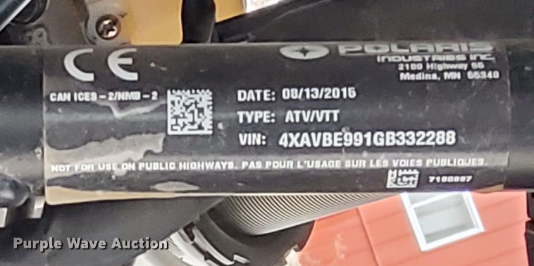 image for item DQ4100 2016 Polaris RZR S 1000  utility vehicle