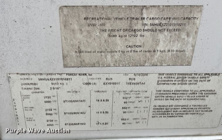 image for item DQ4112 2009 Forest River  enclosed cargo trailer